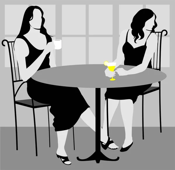 Une Illustration Vectorielle Une Femme Qui Boit Café — Photo