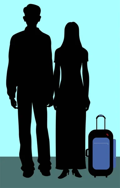 Silhouette Vectorielle Une Femme Avec Une Valise — Photo