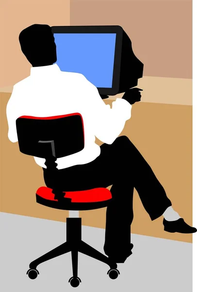 Silhueta Empresário Sentado Uma Cadeira — Fotografia de Stock