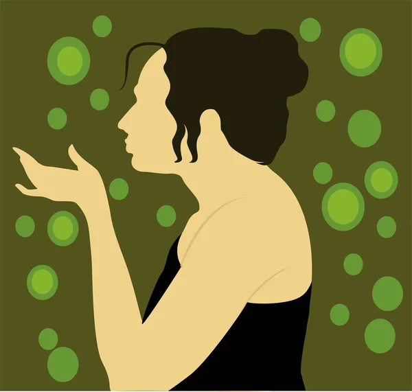 Ilustración Vectorial Una Mujer Vestido Verde —  Fotos de Stock