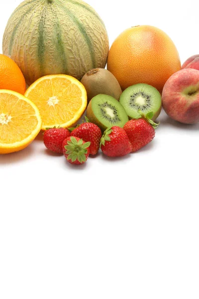 Diverse Frukt Vit Bakgrund — Stockfoto