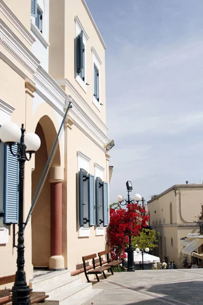 Vista Rua Típica Cidade Santorini Greece — Fotografia de Stock