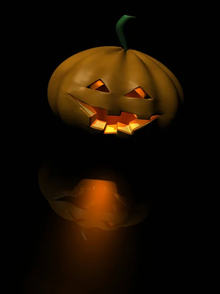 Halloween Pumpkin Scary Face Glowing Light Bulbs — Stock Photo, Image