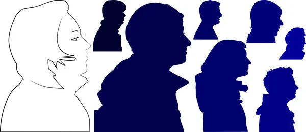 People Profile Faces Silhouettes — Stock Photo, Image