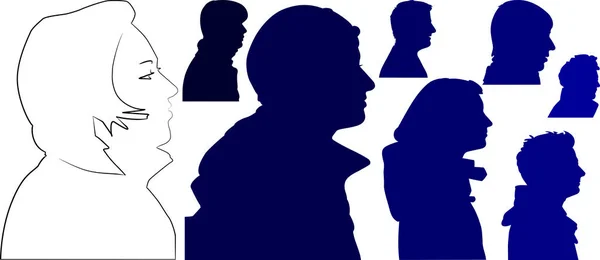 Menschen Profil Gesichter Silhouetten — Stockfoto