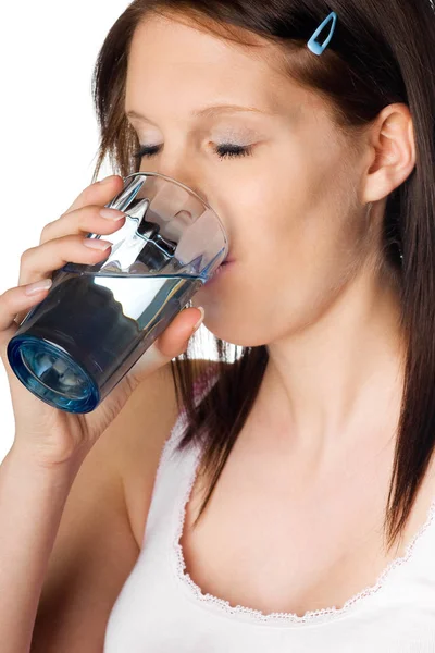 Durstiges Mädchen Trinkt Ein Wasser — Stockfoto