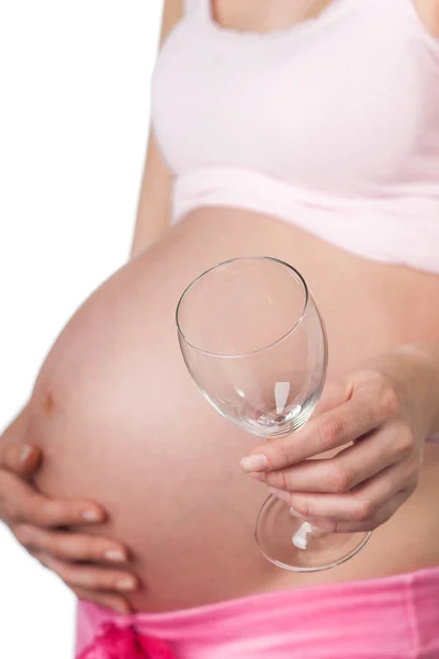 Pregnant Girl Wine Glass — Stock Photo, Image