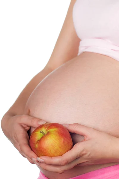 Těhotná Dívka Jablkem — Stock fotografie