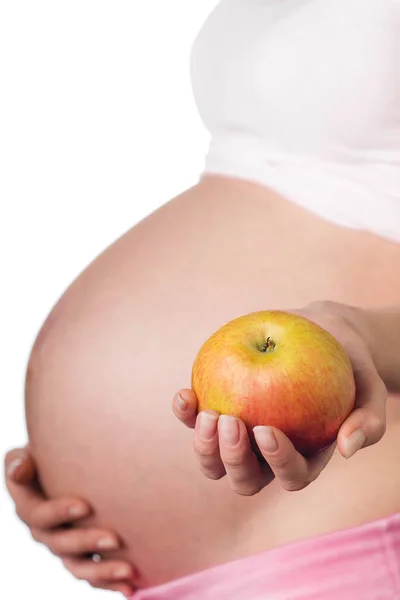 Těhotná Dívka Jablkem — Stock fotografie