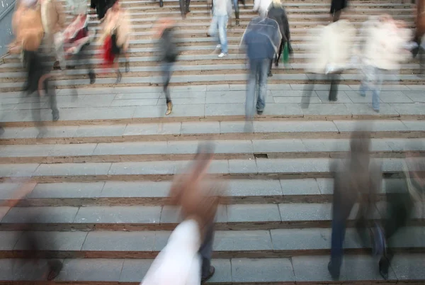Multidão Movimento Escada — Fotografia de Stock