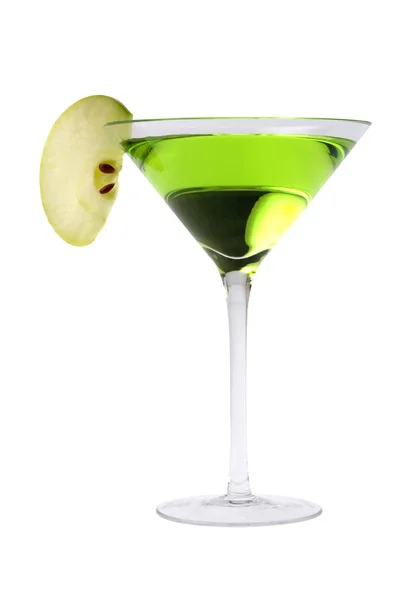 Apple Martini Vagy Appletini Kevert Ital Fehér Alapon — Stock Fotó