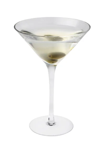 Dirty Martini Bevanda Mista Con Olive Guarnite Primo Piano Fondo — Foto Stock