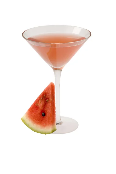 Wassermelone Martini Mixgetränk Mit Ruitscheibe Auf Weißem Hintergrund — Stockfoto
