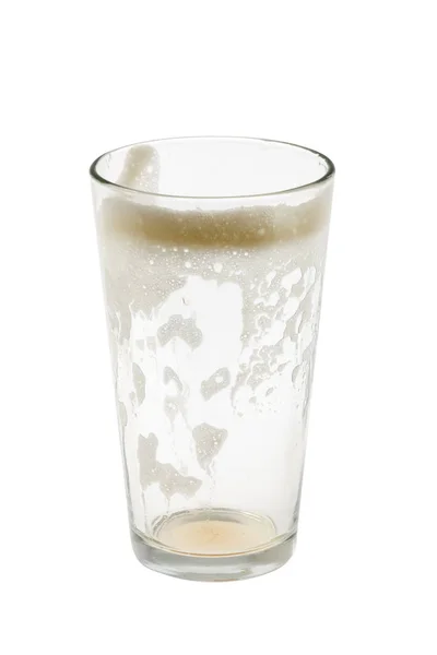 Κενό Ποτήρι Μπύρα Αφρό Λευκό Φόντο — Φωτογραφία Αρχείου