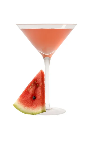 Wassermelone Martini Mixgetränk Mit Ruitscheibe Auf Weißem Hintergrund — Stockfoto