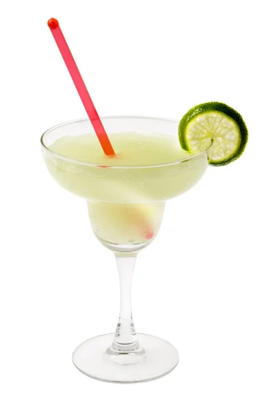 Margarita Boisson Mixte Avec Garniture Tranches Citron Vert Sur Fond — Photo