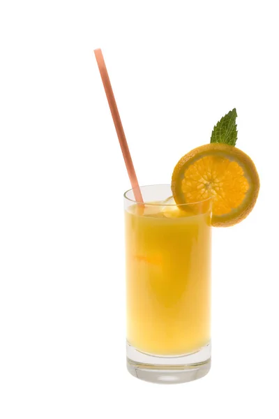 Bebida Mezclada Con Esmalte Naranja Fondo Blanco — Foto de Stock