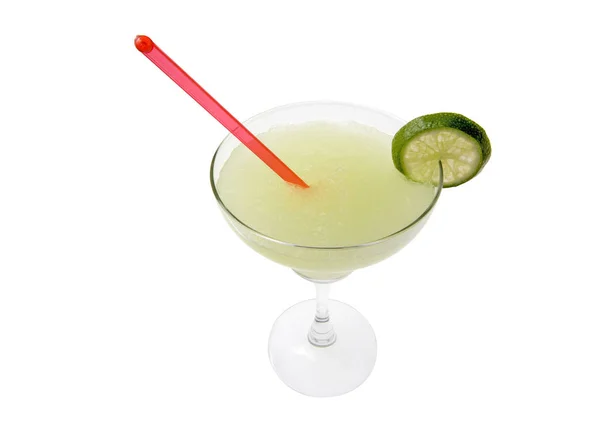 Margarita Bebida Mezclada Con Limón Lacado Blanco Backgound —  Fotos de Stock