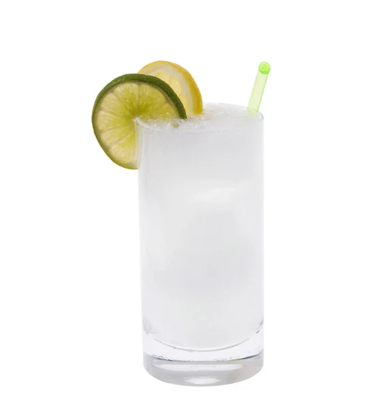 Vodka Eller Gin Tonic Blandad Dryck Med Citron Linje Skiva — Stockfoto