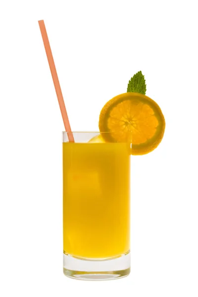 Csavarhúzó Kevert Ital Narancs Szelet Díszítés Fehér Alapon — Stock Fotó