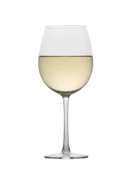 Bicchiere Vino Bianco Sfondo Bianco — Foto Stock