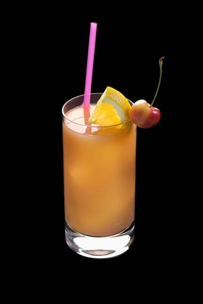 Seabreeze Mixed Drink Lime Cherry Garnish Black Background — Stock Photo, Image
