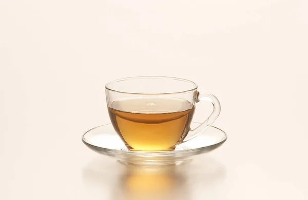 Чашка Чая Лимоном Белом Фоне — стоковое фото