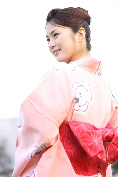 Japonês Mulher Vestindo Yukata — Fotografia de Stock