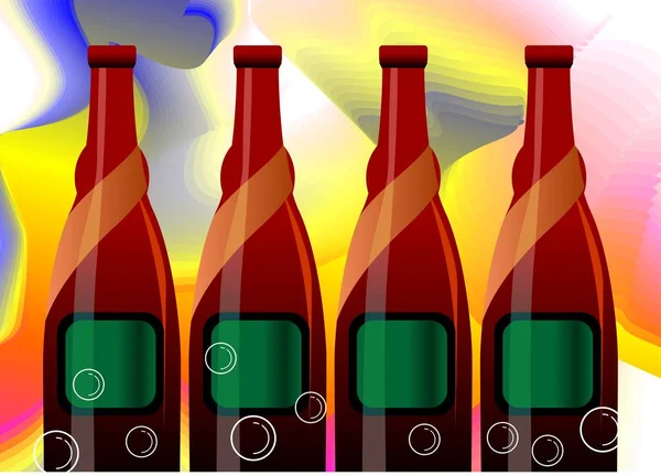 Ilustración Vectorial Botellas Vino — Foto de Stock