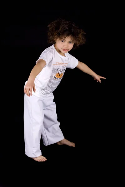 Pequeña Niña Que Hace Movimientos Capoeira — Foto de Stock