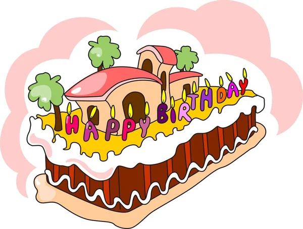 Fetta Torta Compleanno Illustrazione — Foto Stock