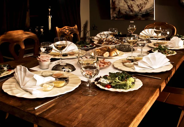 Köstliches Gekochtes Abendessen Aus Nächster Nähe — Stockfoto