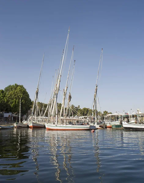 Zeilboten Bij Nijl Bij Aswan Egypte — Stockfoto