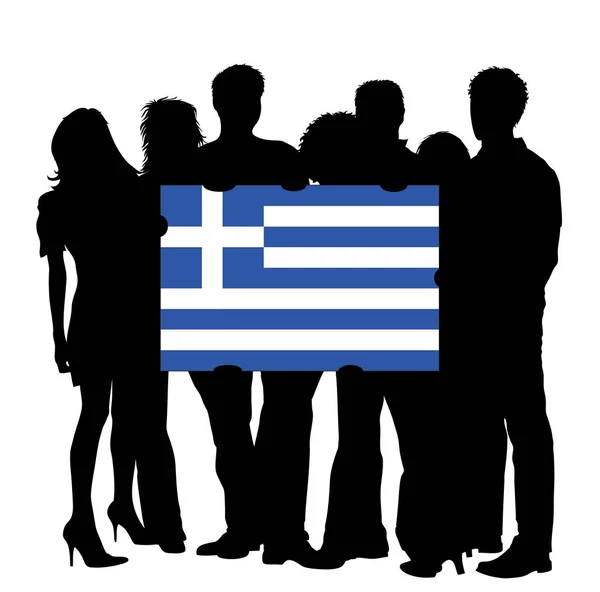 Zászló Görögországgal Rendelkező Személyek — Stock Fotó
