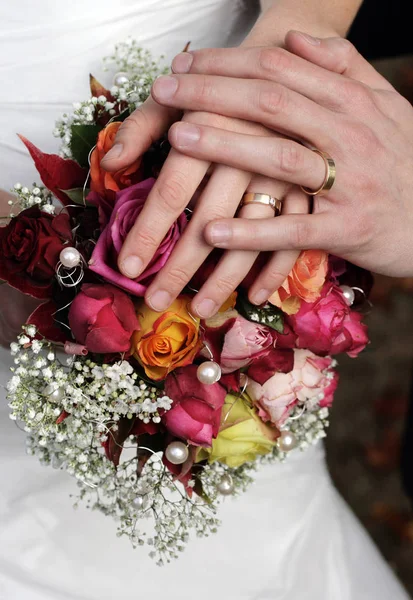 Buquê Noiva Com Flores Flora Casamento — Fotografia de Stock