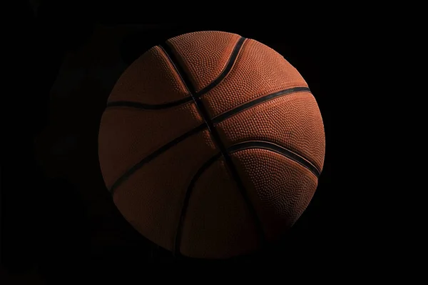 Баскетбольный Мяч Черном Фоне — стоковое фото