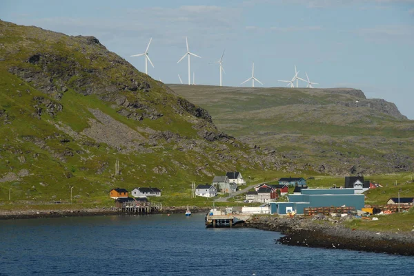 norway's coast and windmills