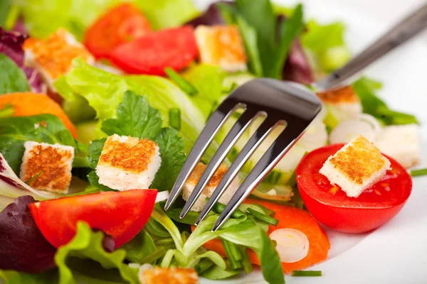 Gemischter Salat Mit Gabel — Stockfoto