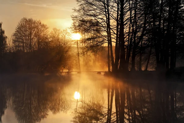 Pôr Sol Lago — Fotografia de Stock