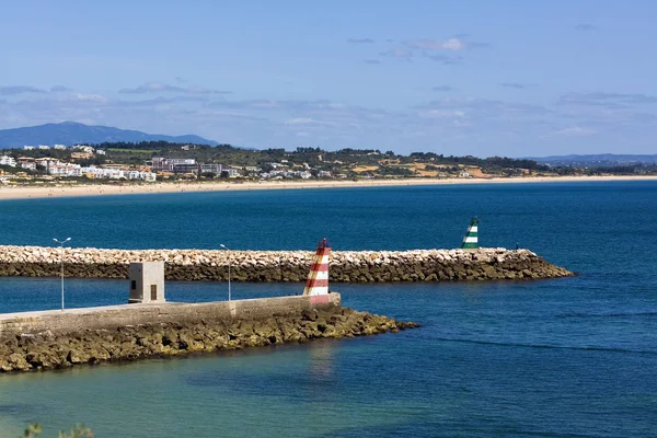 Sandstrand Mit Felsen Lagos Algarve — Stockfoto