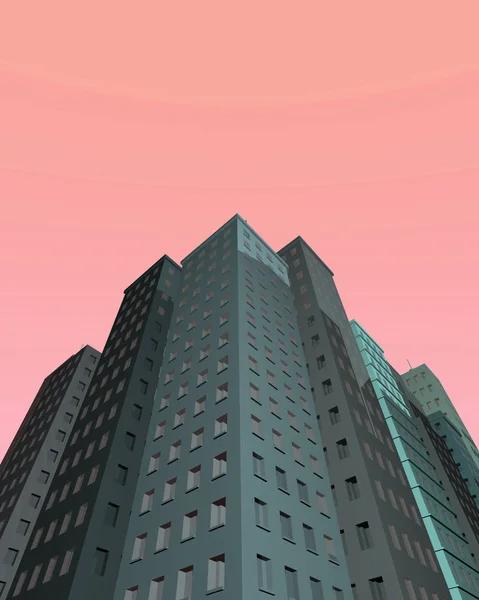 Vista Urbana Panorámica Fachada Rascacielos Modernos —  Fotos de Stock