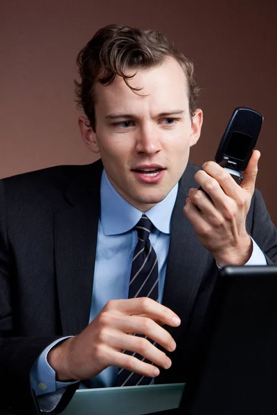 Young Businessman Laptop Office — Stock Photo, Image