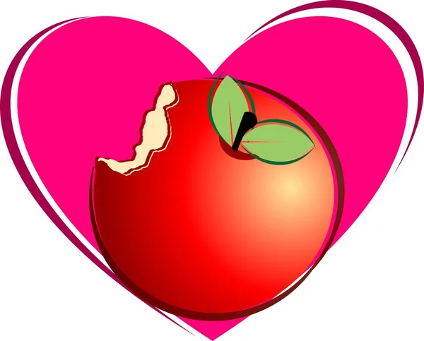 Herzform Mit Rotem Apfel — Stockfoto