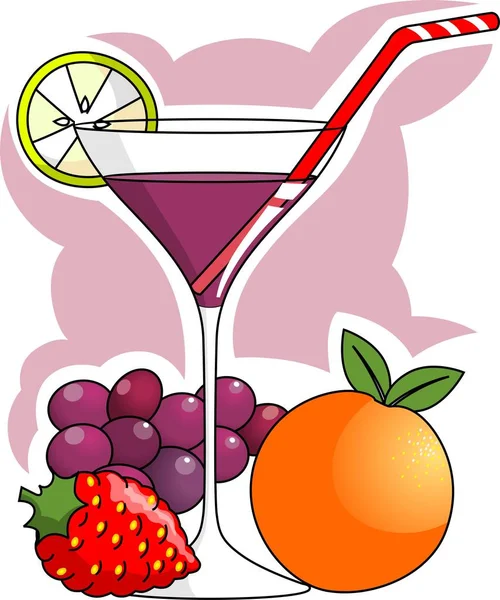 Illustrazione Vettoriale Cocktail Con Bicchiere Vino — Foto Stock