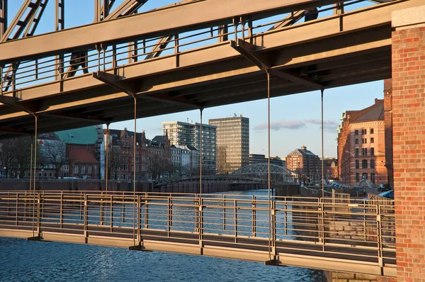 Bruecke Het Douanekanaal Voor Evacuatie Van Hafencity Geval Van Een — Stockfoto