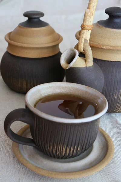 Tempo Chá Prato Bebidas — Fotografia de Stock
