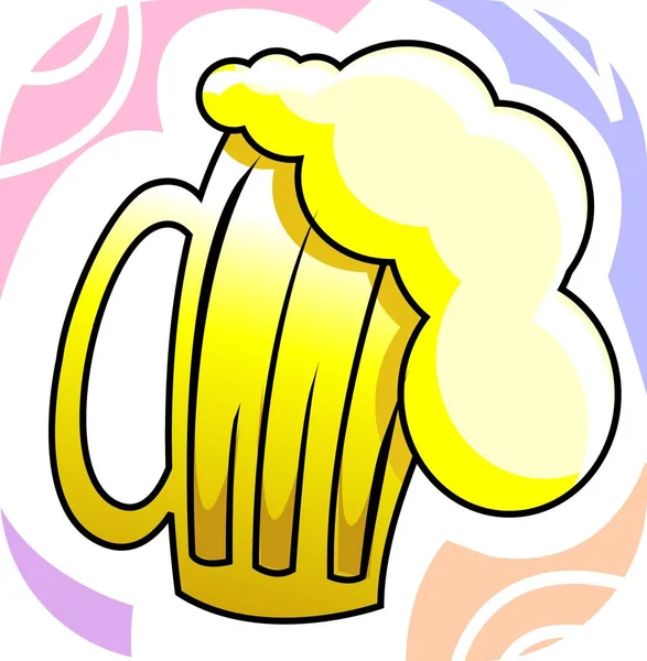 Abbildung Eines Bierkrugs Mit Gelbem Schaum — Stockfoto