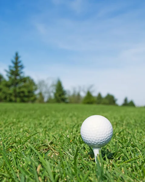 Golfbal Fairway Met Blauwe Lucht — Stockfoto
