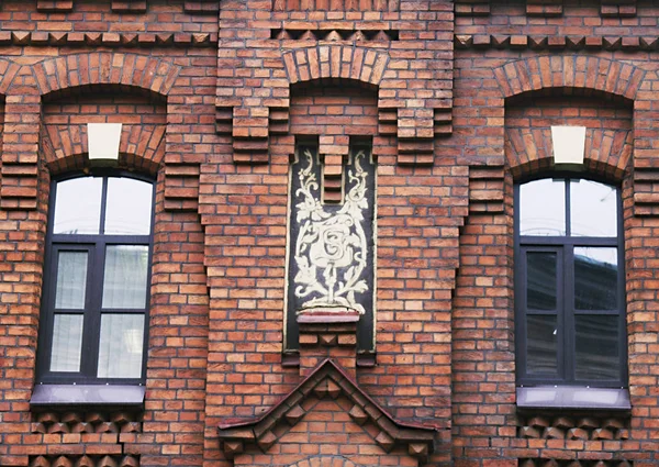 Деталі Цегляного Фасаду Старої Будівлі Санкт Петербурзі Росія — стокове фото