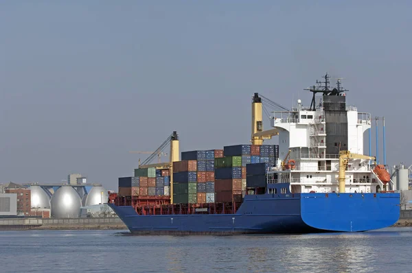 Konténerszállítás Teherhajó Vízi Szállítás Hajózáshoz — Stock Fotó